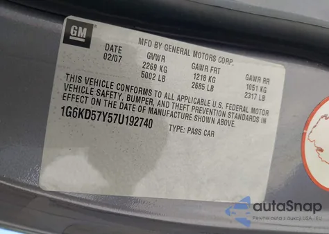 2007 Cadillac Dts V8 from USA, damaged, VIN 1G6KD57Y57U192740